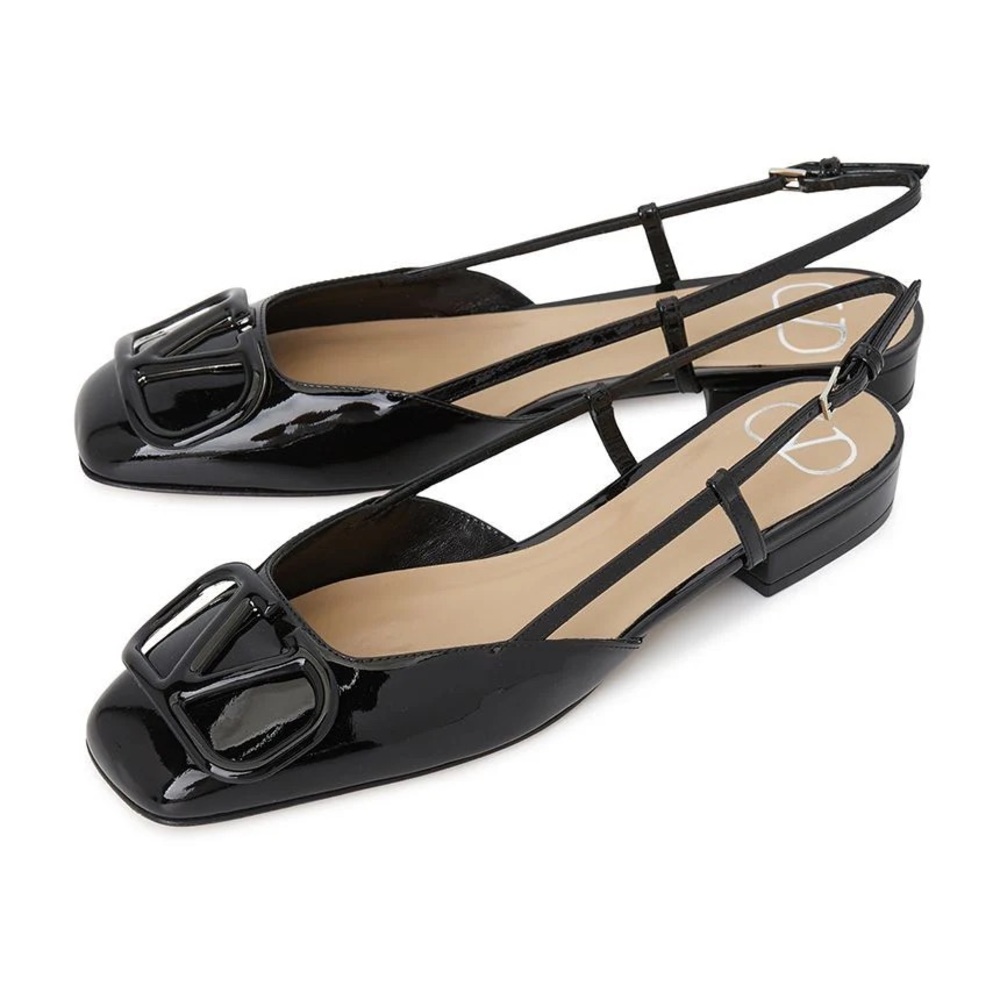 VALENTINO GRAVANI VLOGO patent-leather slingback flats